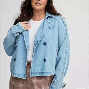 Torrid Light Blue Denim Jacket with Dark Buttons